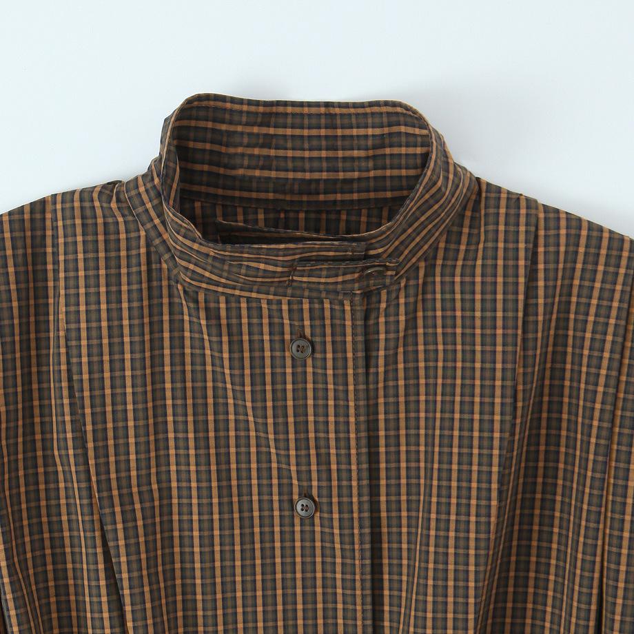 TAOP&ZA Women's 2026 Spring Bow Collar Plaid Cotton Shirt, ZW Series