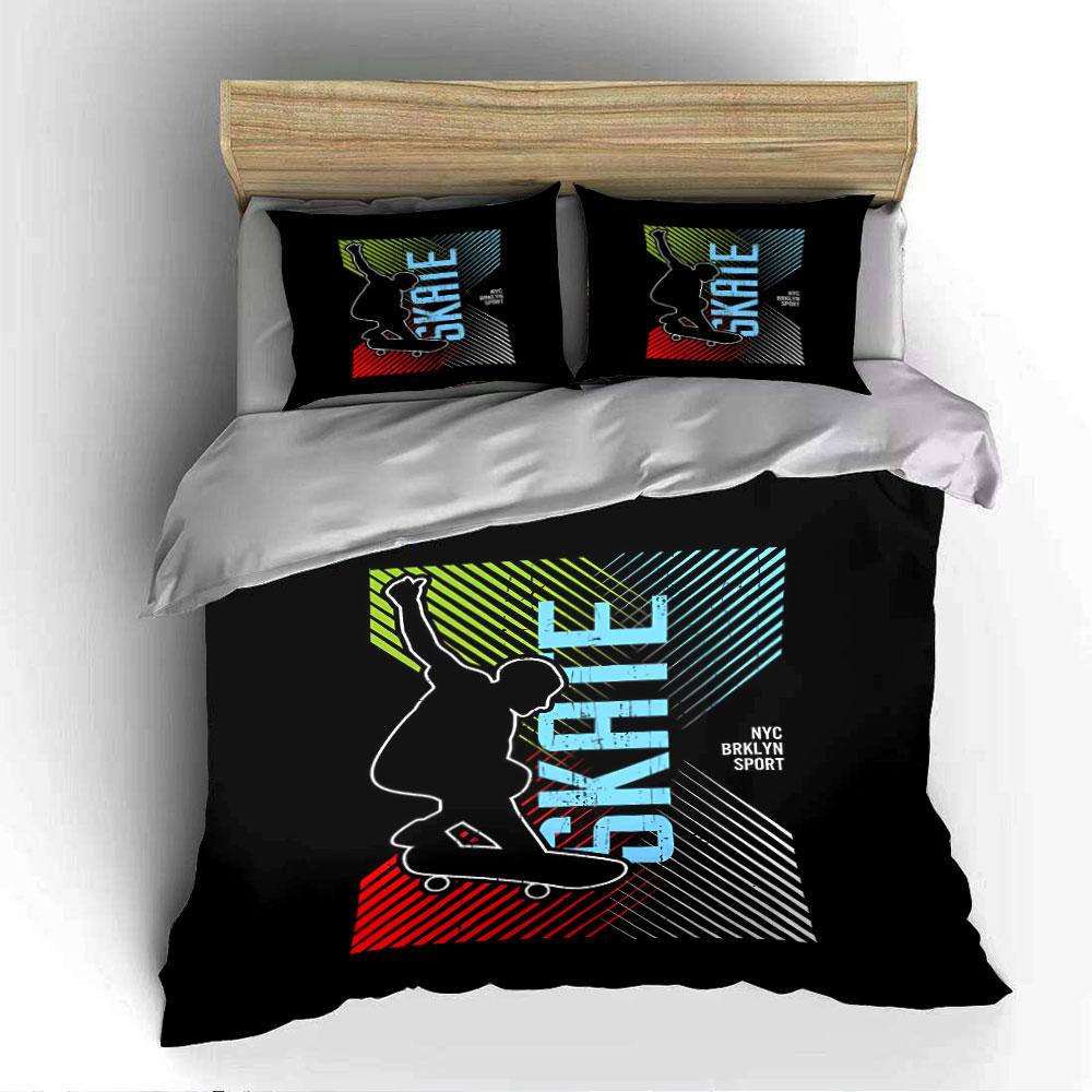 Skateboard NYC Design Bedding Duvet Cover Set Duvet Cover Pillowcases (1*Duvet Cover 2*Pillowcases, Without Duvet Insert)
