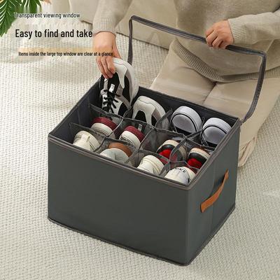 Foldable Waterproof Shoe Storage Box with Lid for Bedroom