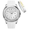 Men's Casual Analog Watch White Silicone Waterproof Sports Large Arabic Numbers Date Display