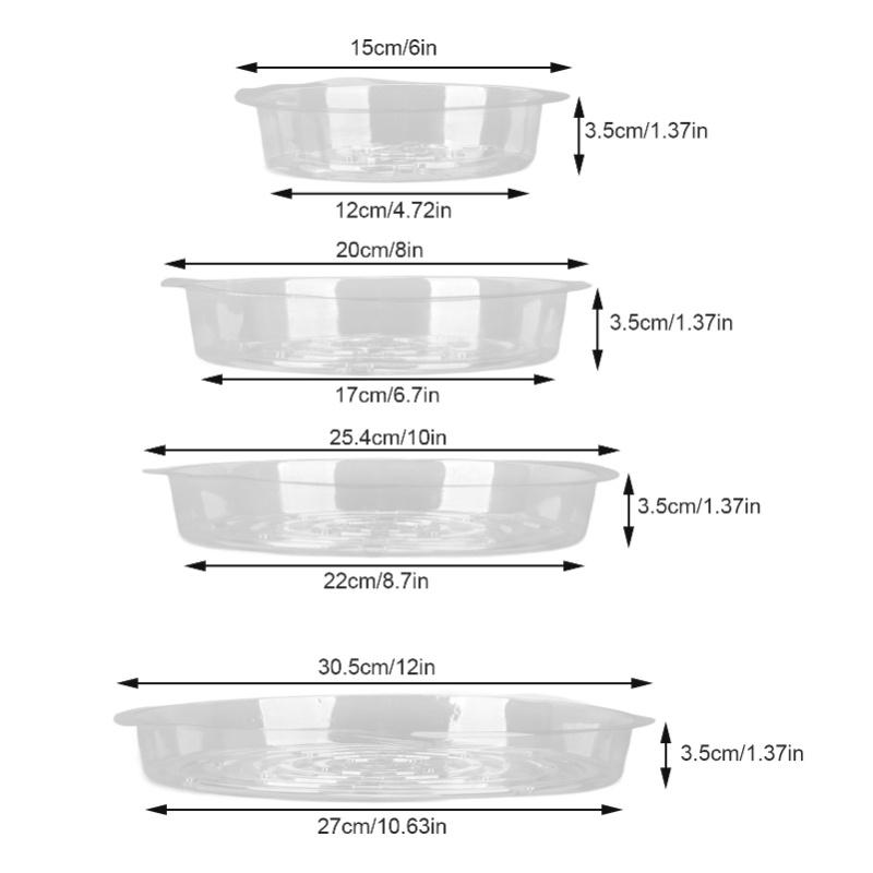 20pcs Plant Saucer Tray 6in 8in 10in 12in Heavy Duty Plastic Clear Flower Plant Pot Drip Tray For Indoor Outdoor