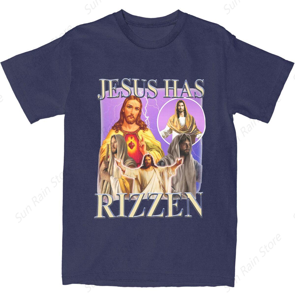 

Футболка Christian Saint Jesus Has Rizzen, мерч для женщин-унисекс, хлопковая крутая футболка Christ Religious Saint, одежда, новое поступление, унисекс 4XL