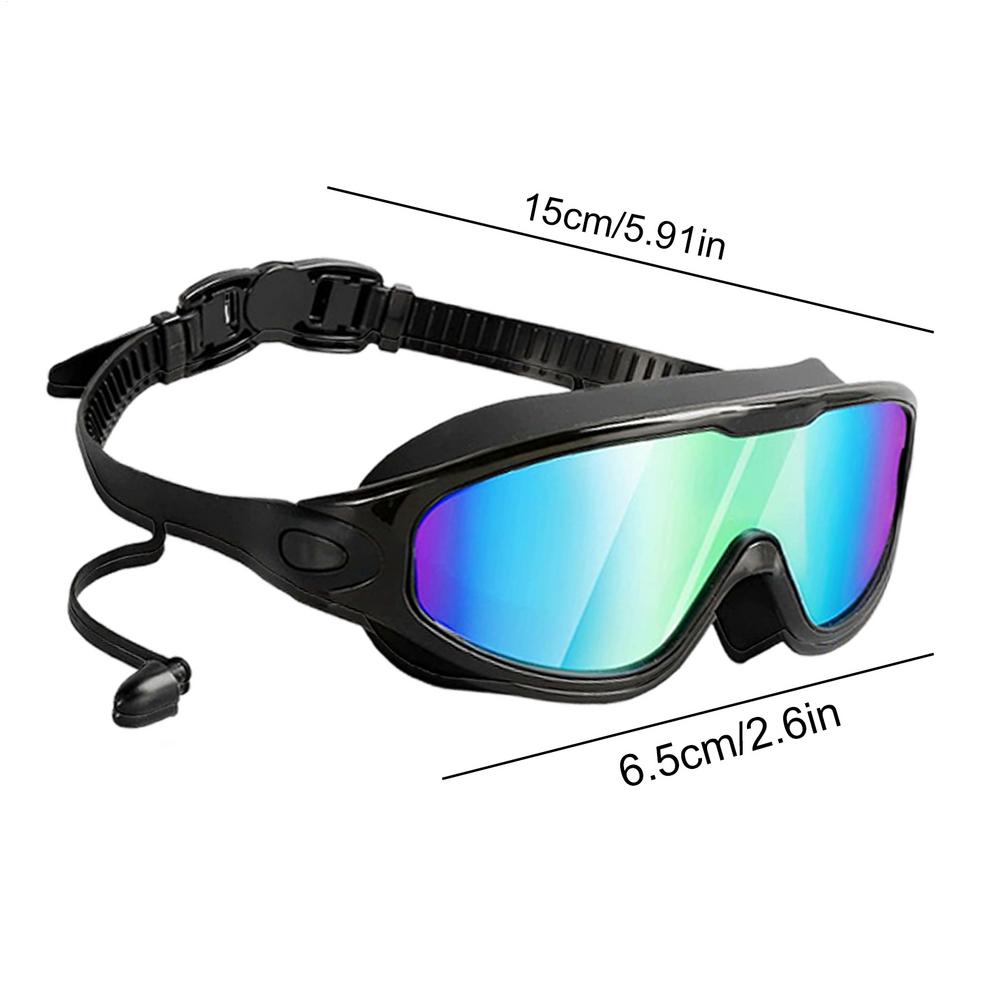 Adult Electroplated Swim Goggles Uv Protection Waterproof High-Definition Large Frame Swimming Goggles With Earplugs For Adult