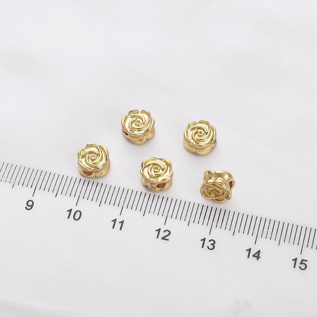 14K Gold-Filled Rose Flower Copper Spacer Beads for Handmade DIY Jewelry