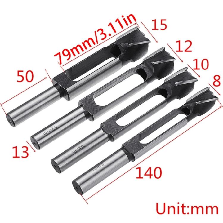 High Velocity  8/10/12/15mm Woodworking Drill Bit  Tapered Tenon Dowel Plug Cutt