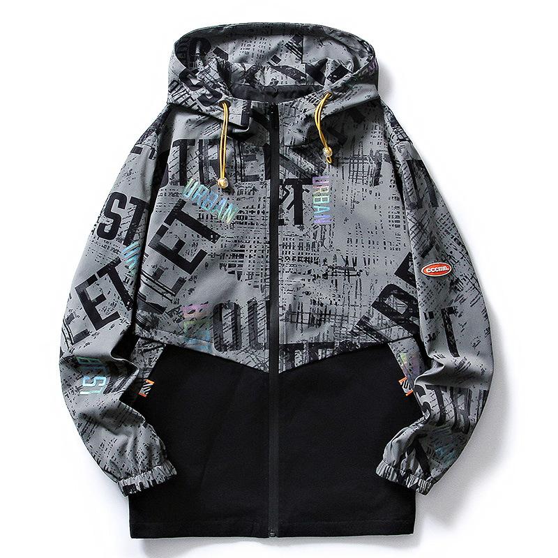 Coat Men's Spring and Autumn Jacket Hooded Thin Tooling Korean Version Trendy Casual Loose Large Size Winter Top Coat