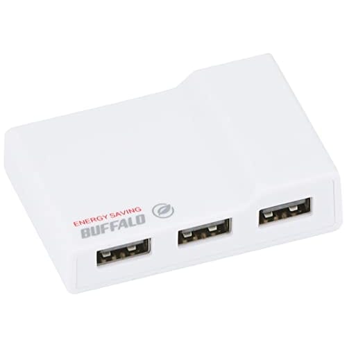 BUFFALO 4-port self-powered hub with power-linked power saving function, white BSH4AE12WH