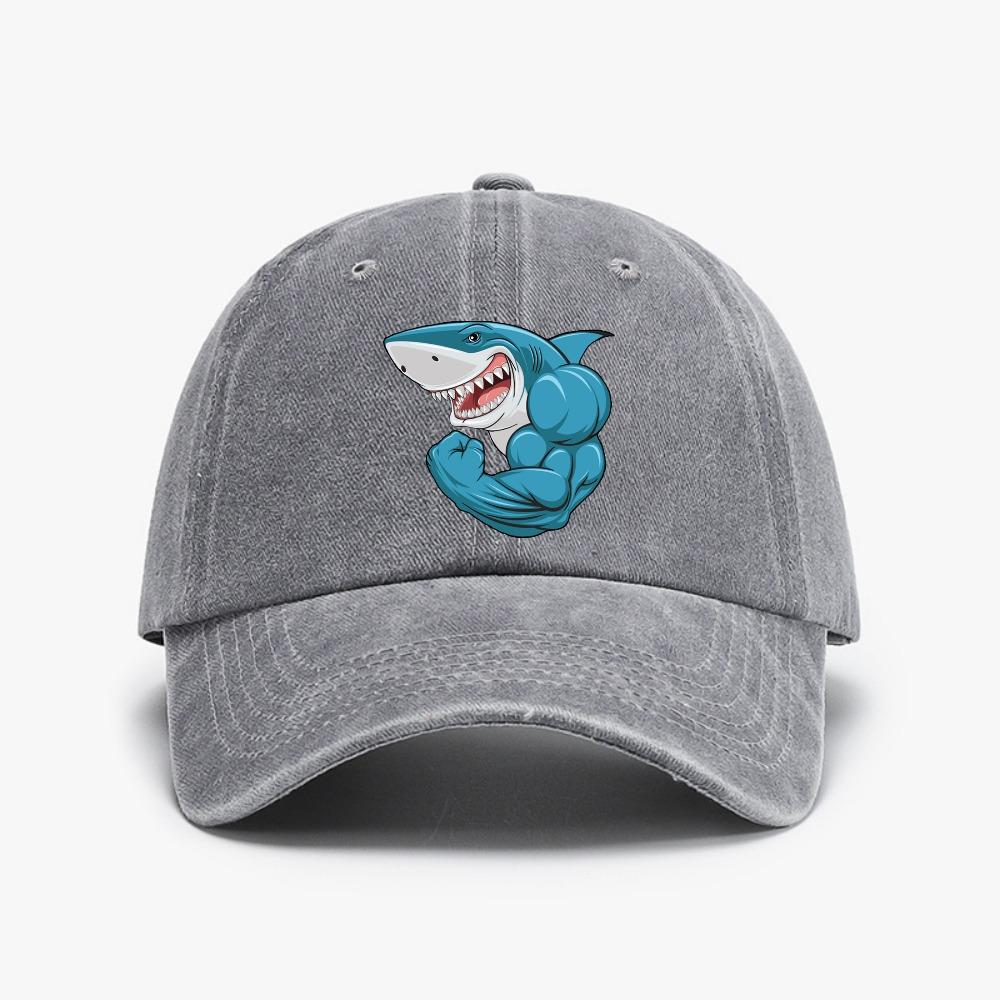 Ретро Кепка-бейсболка Muscle Sharks с потертостями, выцветшая, унисекс, для активного отдыха, Подарок Adjustable
