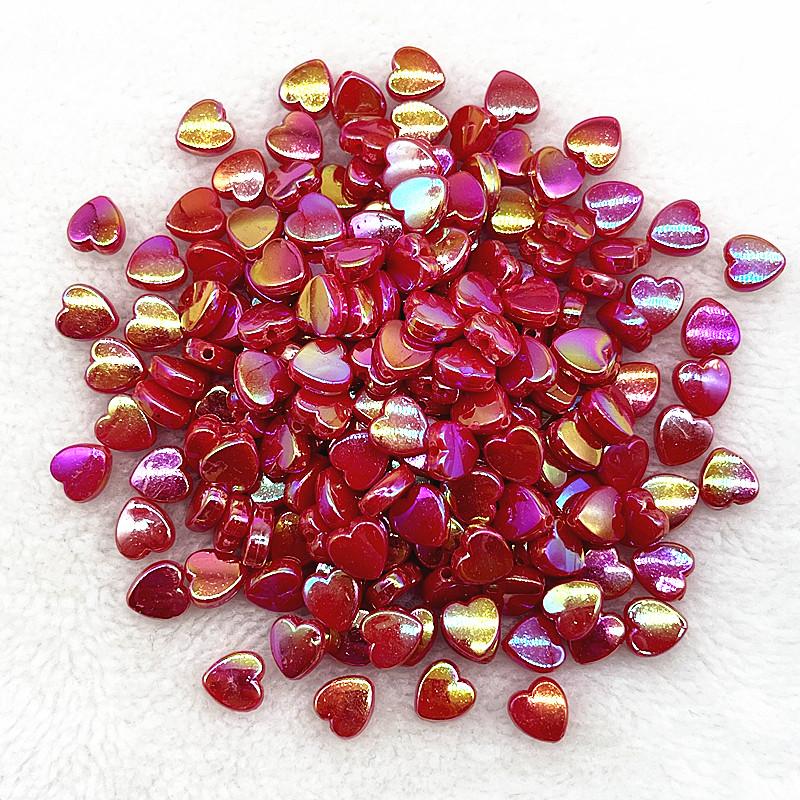 50pcs 8mm AB Colour Heart Shape Acrylic Beads Loose Spacer Beads for Jewelry Makeing DIY Bracelet Necklace Accessories