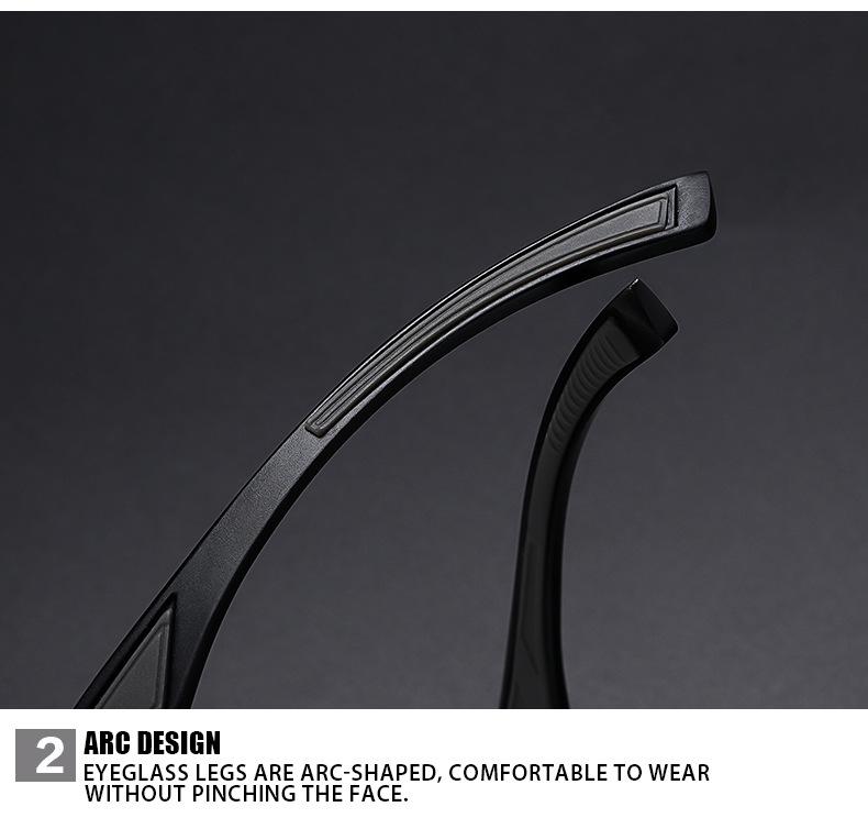 Men's Fashionable Square Polarized Sunglasses - Aluminum Magnesium, Spring Leg Metal, Perfect for Driving (Model 9821)