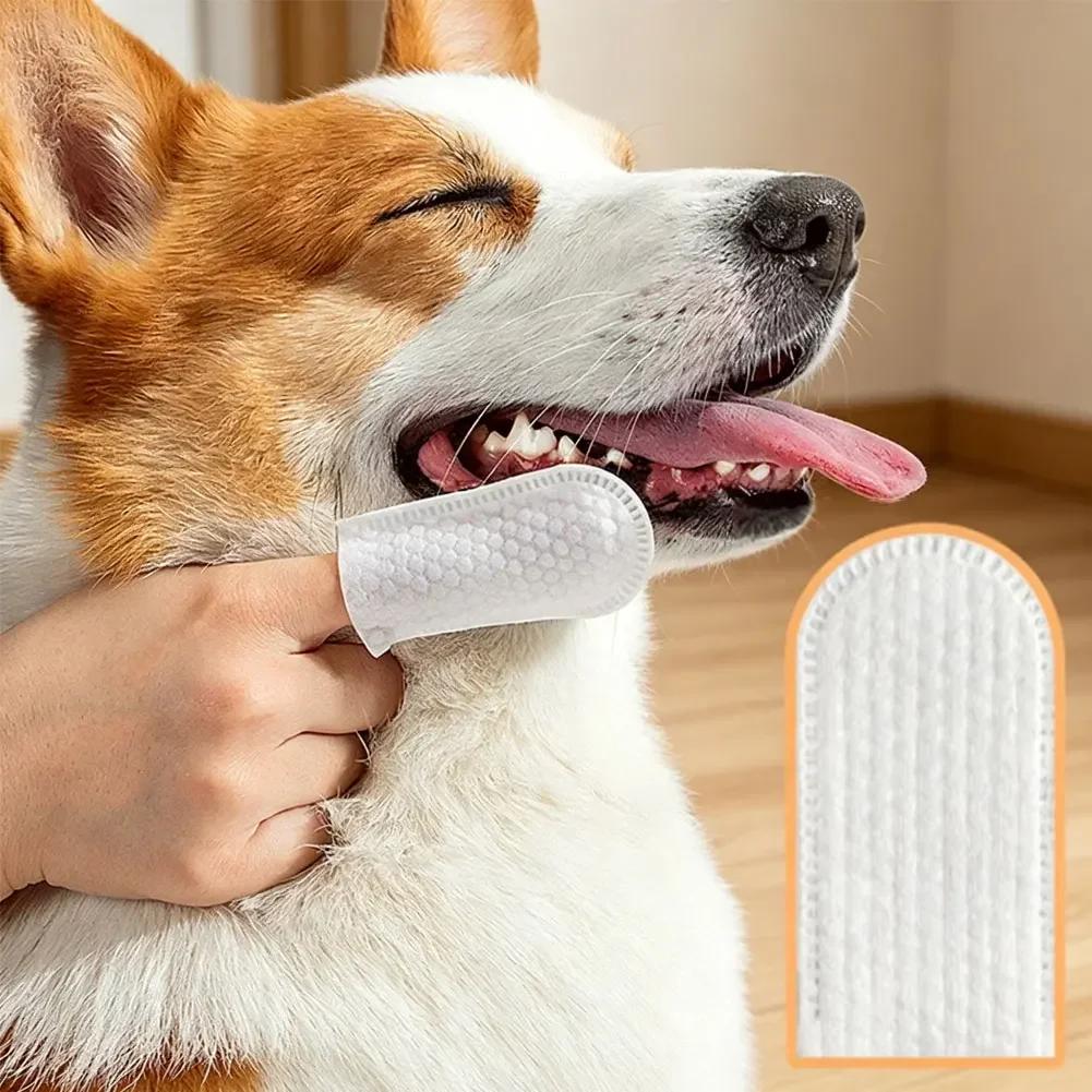 Universal Dogs Cats Disposable Finger Covers Fresh Breath Essential 50Pcs Pet Cleaning Finger Covers Tartar Removal Ear Cleaning