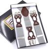 Men's Six-Clip Jacquard Wide Suspenders with Printed Webbing