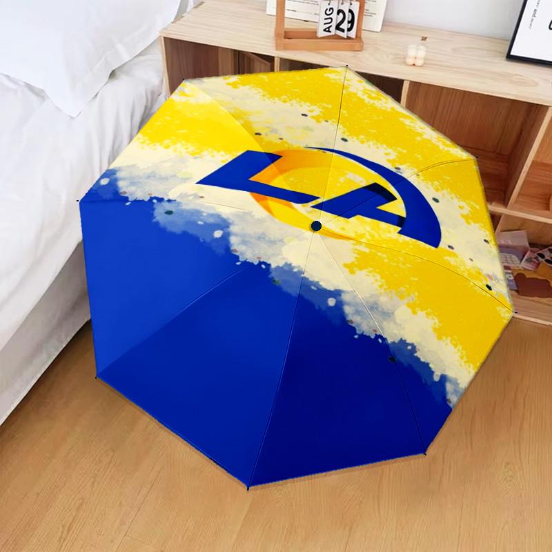 1PC Rams Football Team Spirit Printed Umbrella Folding umbrella, automatic umbrella 8-Frame for Travel, camping Fan gifts Christmas Gifts