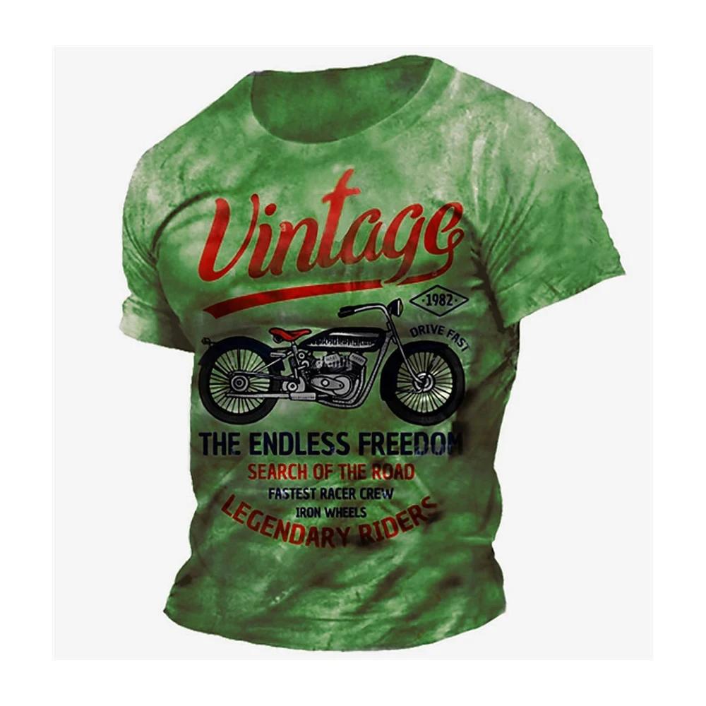 Retro Design Motorcycle Poster 3D Printed Men's T-shirt Summer New Oversized Quick Drying Sports T-Shirts