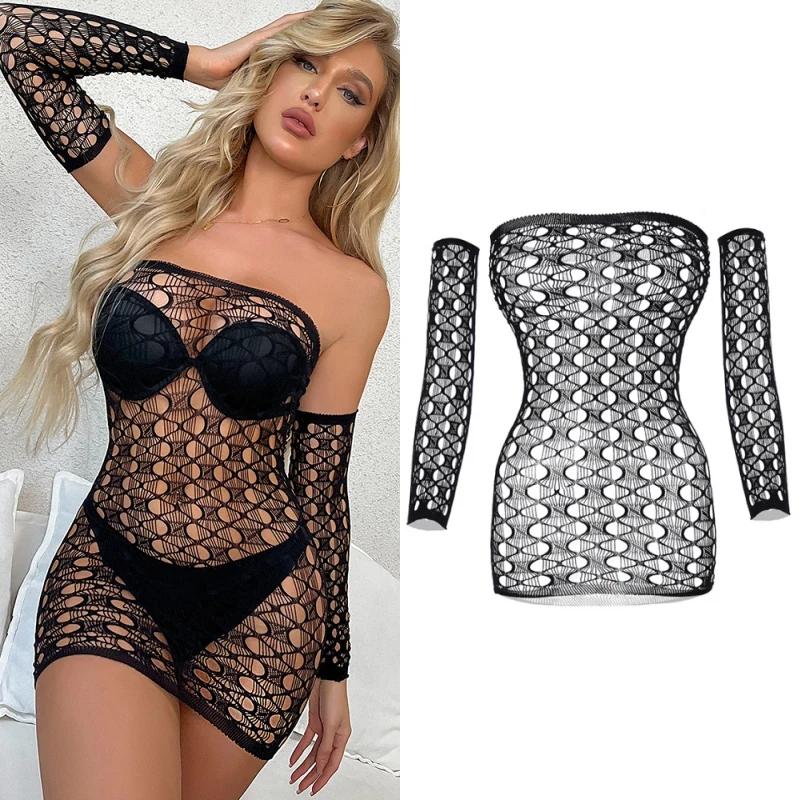 23 Styles Black Fishnet Lenceria Erotica Mujer Sexi Hollow Out Perspective Babydoll Chemise  Summer Beach Bikini Dress