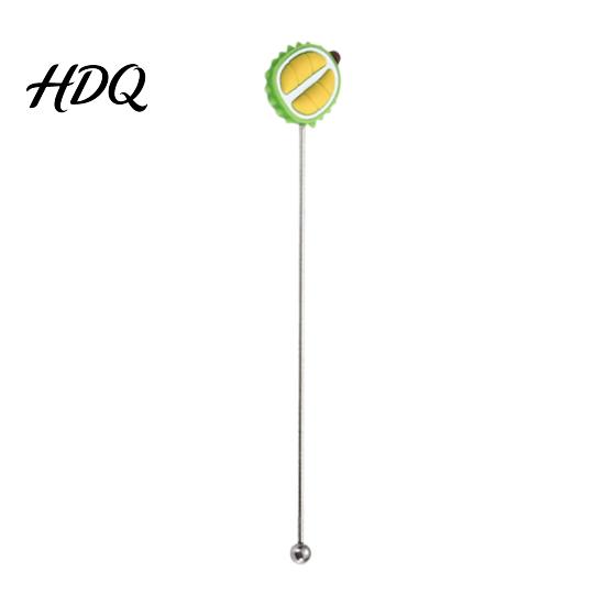 Stir Stick Cocktail Stick Stainless Steel Mixing with Durian Pineapple Strawberry Rust-proof