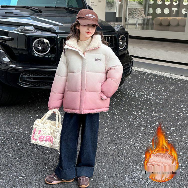 2025 Girls' Reversible Winter Down Coat – Thickened, Stylish Outerwear for Big Kids