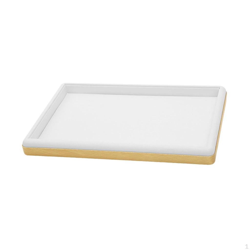 Brushed Leather Jewelry Display Tray, Empty Flat Storage Tray for Cases, Vendors,