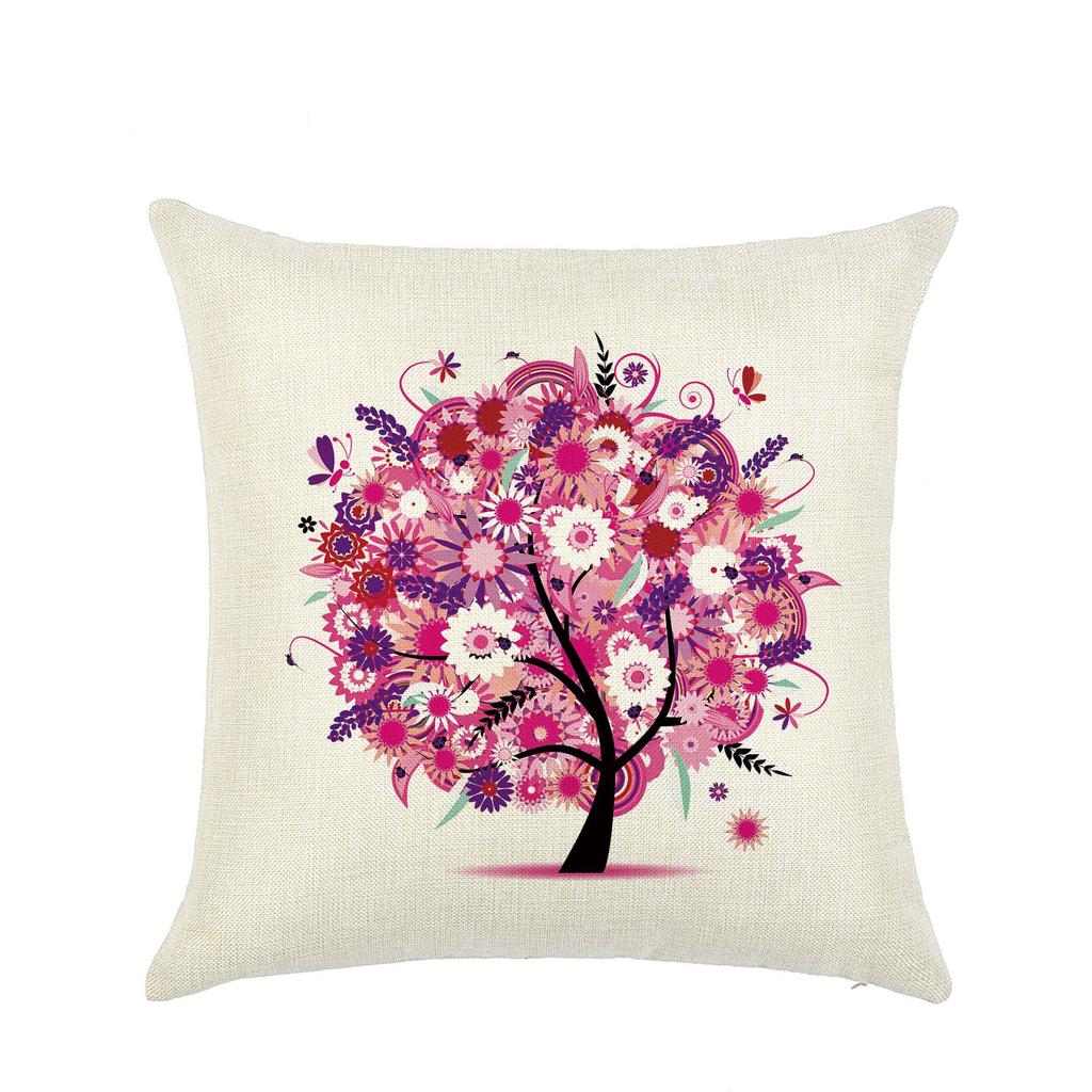 Fashionable Pillows Pastoral Fresh Cartoon Flower Tree Pattern Pillow Creative Home Pillow Case Does Not Include Core