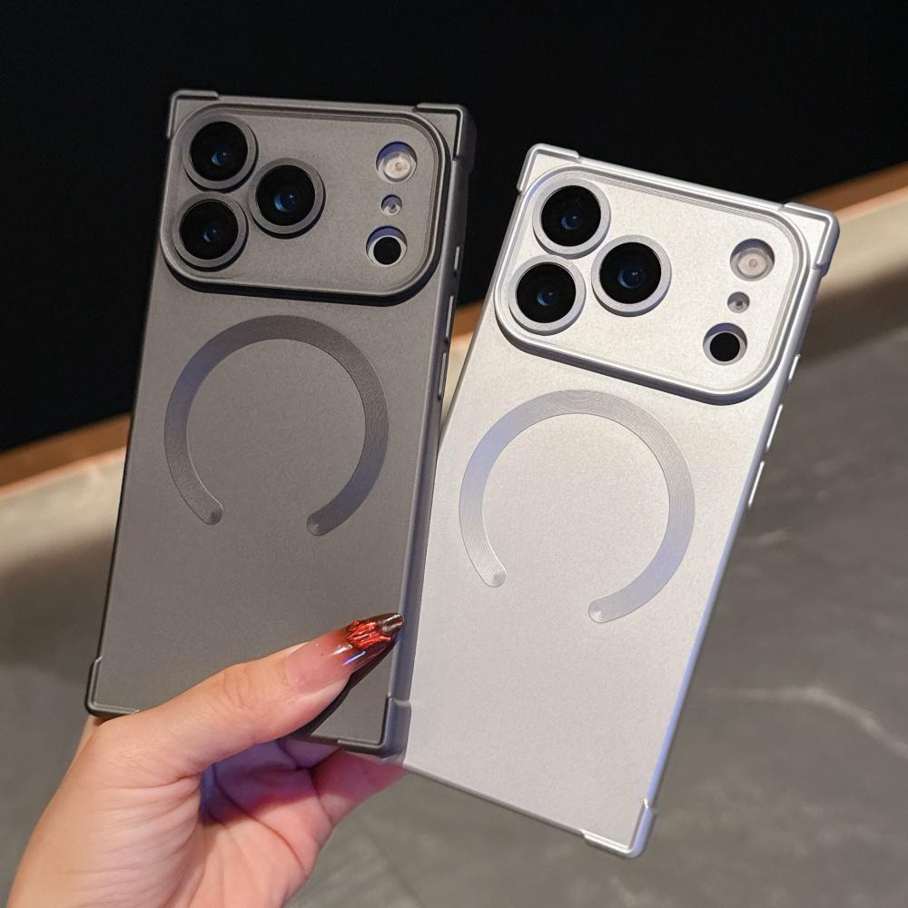 Fashion Right Angled Square Silicone Magnetic Phone Case For iPhone 17 Air 16 15 14 13 Plus Pro Max For Magsafe Frosted Cover