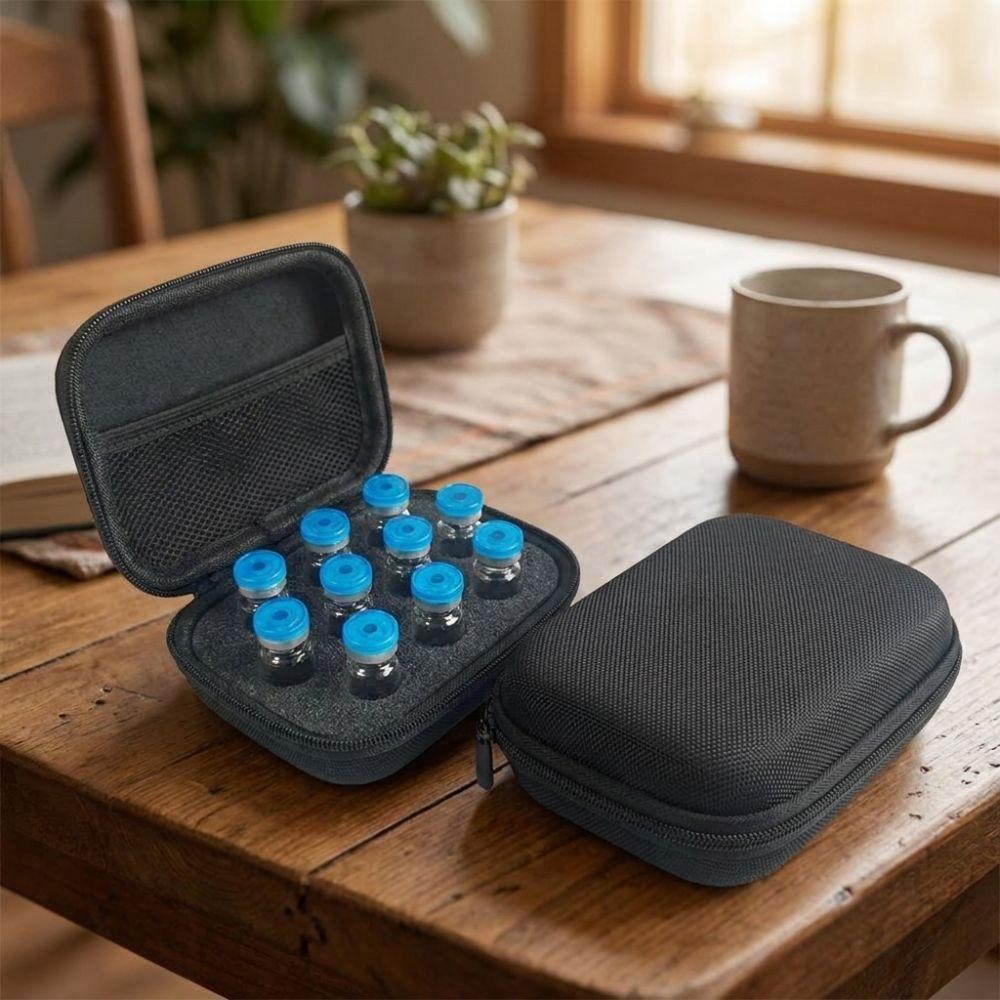 10 Slot Essential Oil Box Organizer Zippers Closure Insulin Vial Protector Medicine Storage