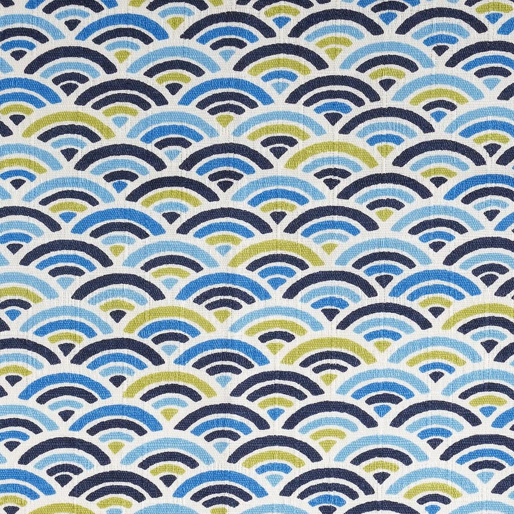 Raw 110cm x Japanese cut Japanese made in cut approximately 110cm x Wave navy young leaves wool, 50cm, pattern, Seigaiha, cloth, style, cotton, Japan,