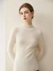 Elegant Slim Fit Women's Pure Cashmere Sweater - 2026 Autumn/Winter Half-High Neck Ribbed Base Layer