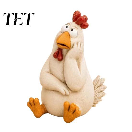Lifelike Hen Statue for Patio Funny Chicken Garden Statue, Resin Figurine, Farmhouse Outdoor Statues Yard Decor Balcony Flowerpot, Lawn, Decoration