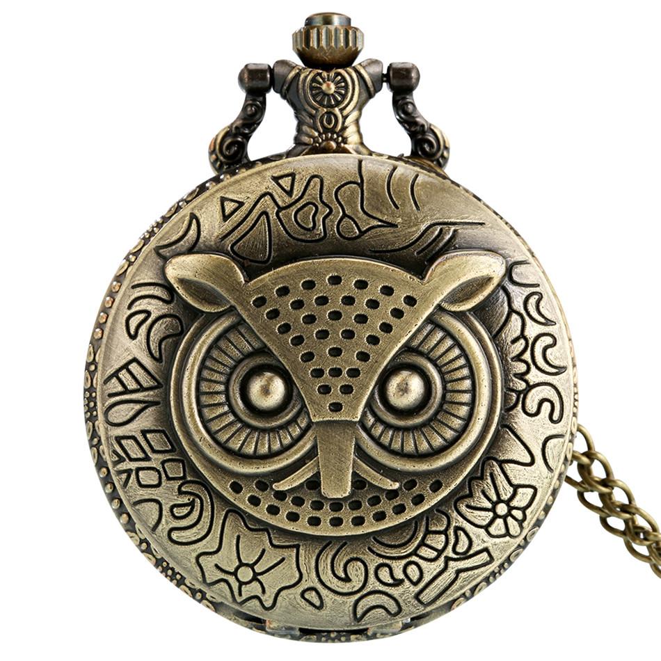 

Vintage bronze late sleeping man necklace Quartz pocket watch clock chain Men women бронзовый