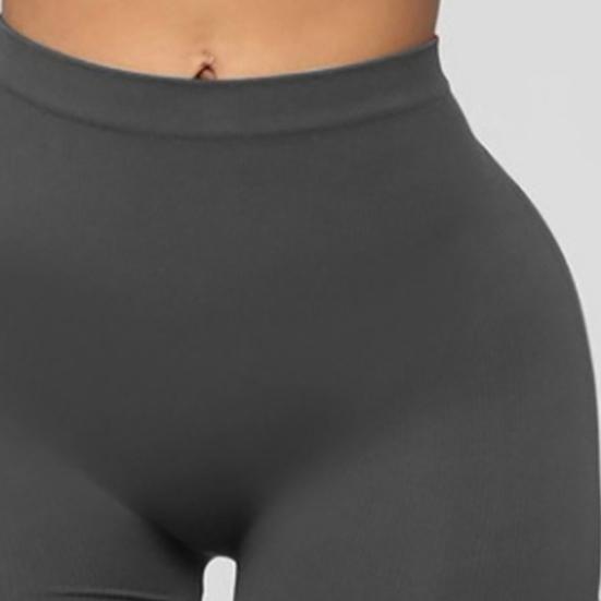 Pantalones Cortos de Yoga Ajustados Alta Elasticidad Color Sólido Por Encima de la Rodilla Suaves Anti-exposición Levanta Glúteos Cintura Alta Talla Grande Pantalones Base Ropa para Mujer