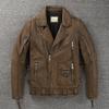 Men's Motorcycle Leather Jacket Genuine Cow Slim Fit Men Leather Jacket Riding Biker Coat Man Cowhide Clothes Autumn Winter
