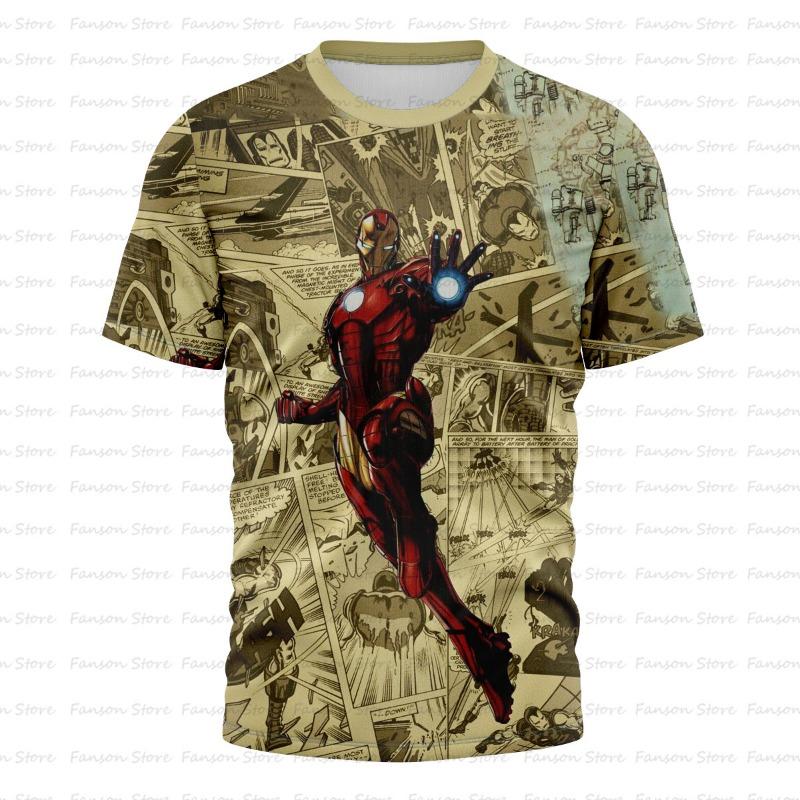 Men's 3D Printed Marvel Avengers League Iron Man PatternT-shirt -Summer Street Style Round-neck Short-sleeved Adult Sports Shirt