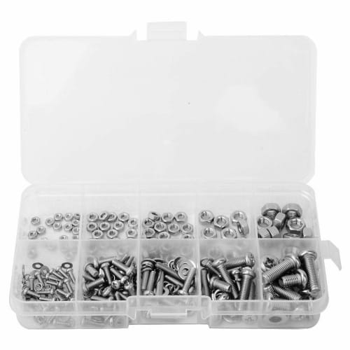 240-Piece Set of M2, M2.5, M3, M4, and M5 Pan Head Screws, Washers, and Nuts, Stainless Steel Cross Bolts, Nuts, and Gaskets, Socket Head Cap Screws a