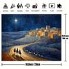 2D plane, 1pc Nativity scene background - traditional Bethlehem City with shepherds, starry sky and the birth of Jesus