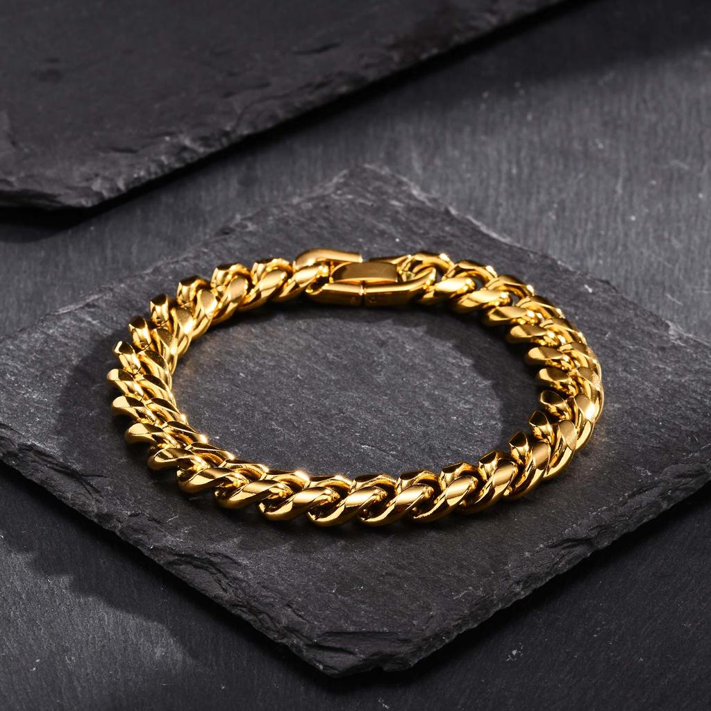 Stainless Steel Golden Silver Color Cuban Chain Bracelet Fashion Hip Hop Bracelet  Women's Jewelry Party Gift 18/20/21/22/23CM