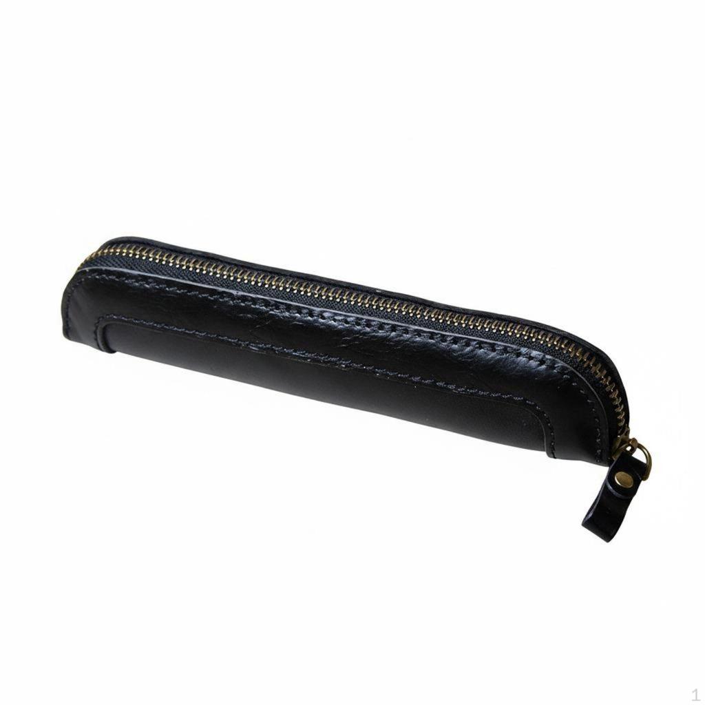 Vintage Leather Pen Bag Minimalist Design Case Unisex Pencil Pouch for