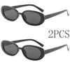 2PCS Vintage Fashion Oval Sunglasses Women Men Retro Simple Trend Brand Sun Glasses Fishing Driving Male Female Glasses UV400