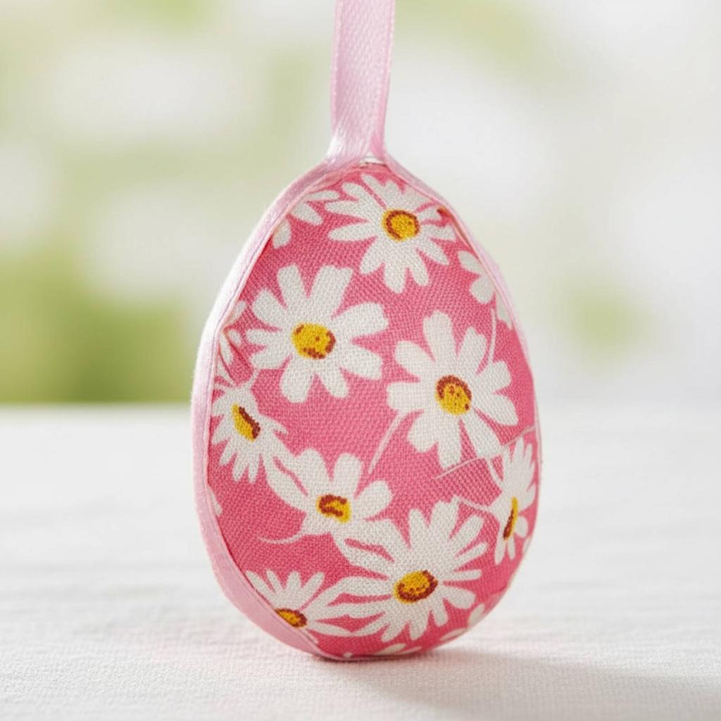 Easter Oval Decoration Easy to Hang Textile Wrapped Oval Ornaments Hanging Easter Eggs Finely Crafted Colorful Foam Eggs