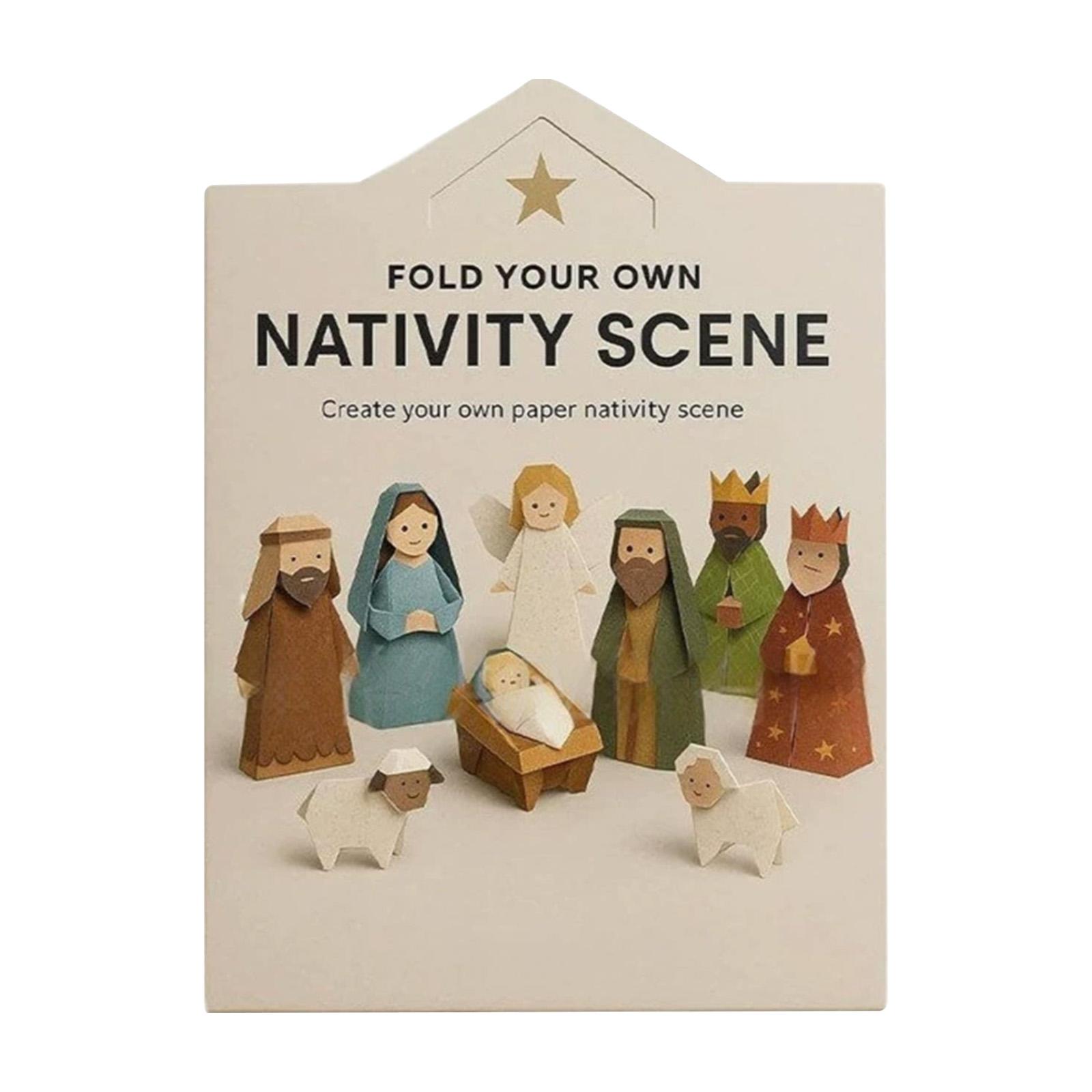 

Christmas DIY Paper Nativity Scene Craft Kit W/ Jesus Angel & Animal Nativity Scene Origami Set for Xmas Decor Family Activities