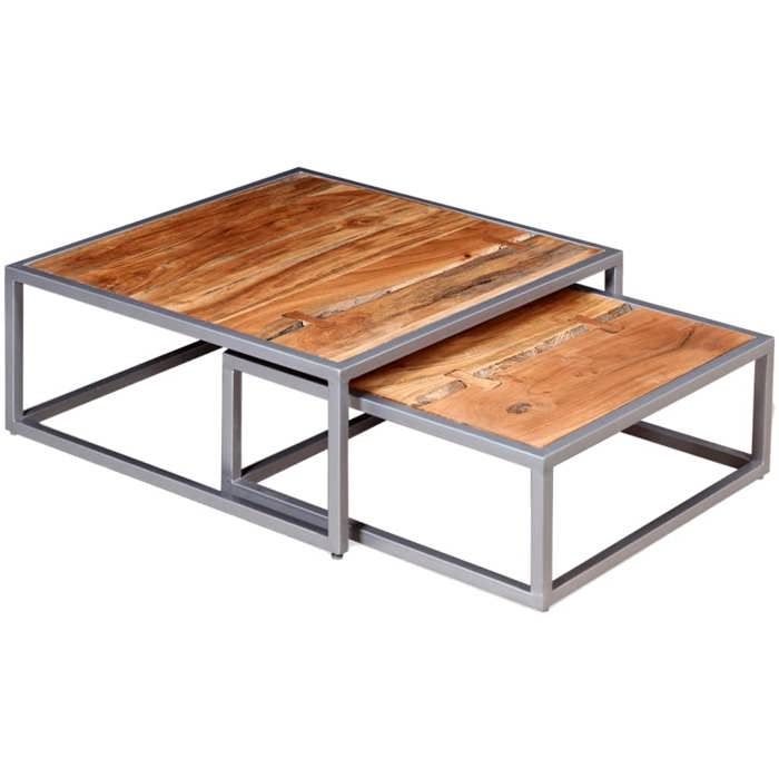 VidaXL Ensemble de table basse 2 pièces Bois d'acacia massif
