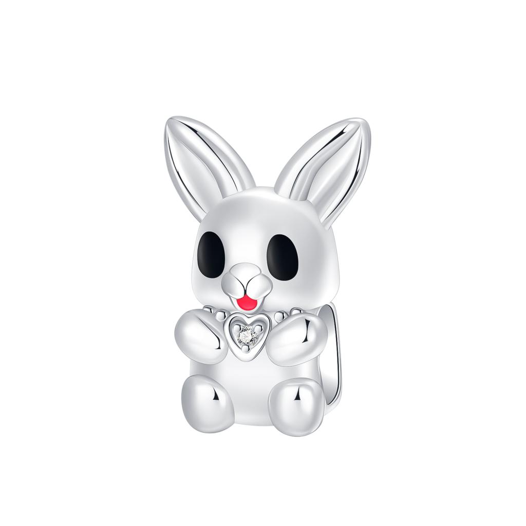 Copper Pink Love Rabbit Easter Egg Series Pendant Easter Charms Fit Original Bracelet Charm Bead Necklace Diy Female Jewelry