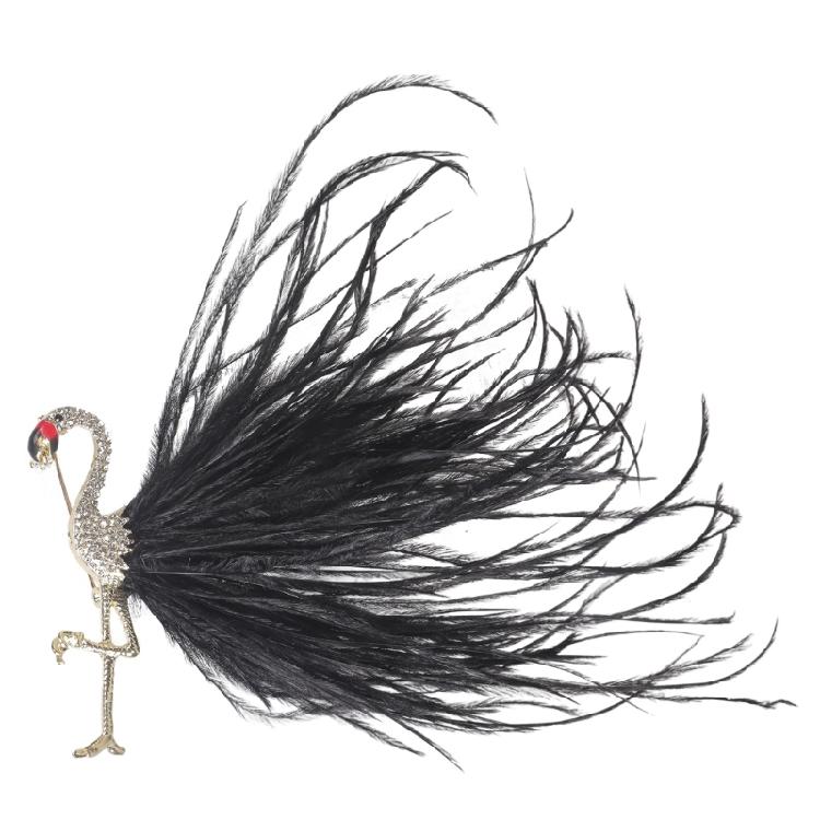 Handcrafted Sparkling Rhinestones Flamingo Pin With Feather Accessory Clothes Decoration For Party Or Casual Occasions