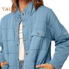Lady Winter Coat Stand Collar Neck Protection Padded Thick Solid Color Long Sleeves Chest Pocket Button-down Cardigan Daily Commute Travel Jacket