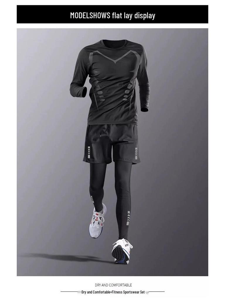 Herren Schnelltrocknendes Langarm-Sportshirt für Laufen, Fitnessstudio und Basketballtraining