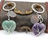 Natural Stone Crystal Peach Heart Heart Shape Tree Of Life Keychain Keychain Bag Pendant K24