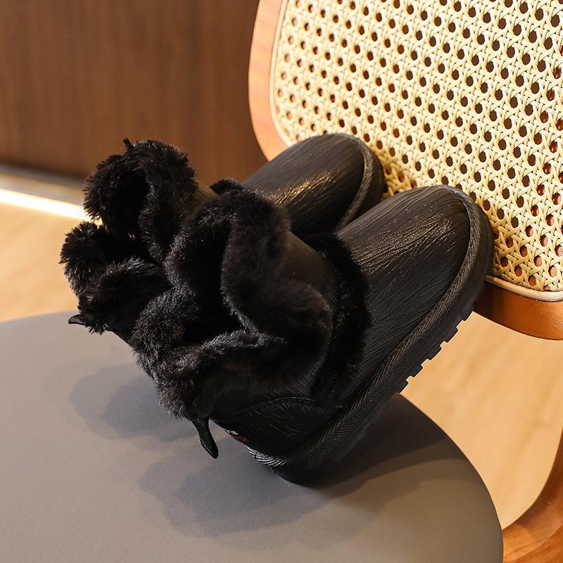 

Winter new children s snow boots warm shoes non-slip waterproof thickened velvet cotton boots baby snow boots 31 чорний