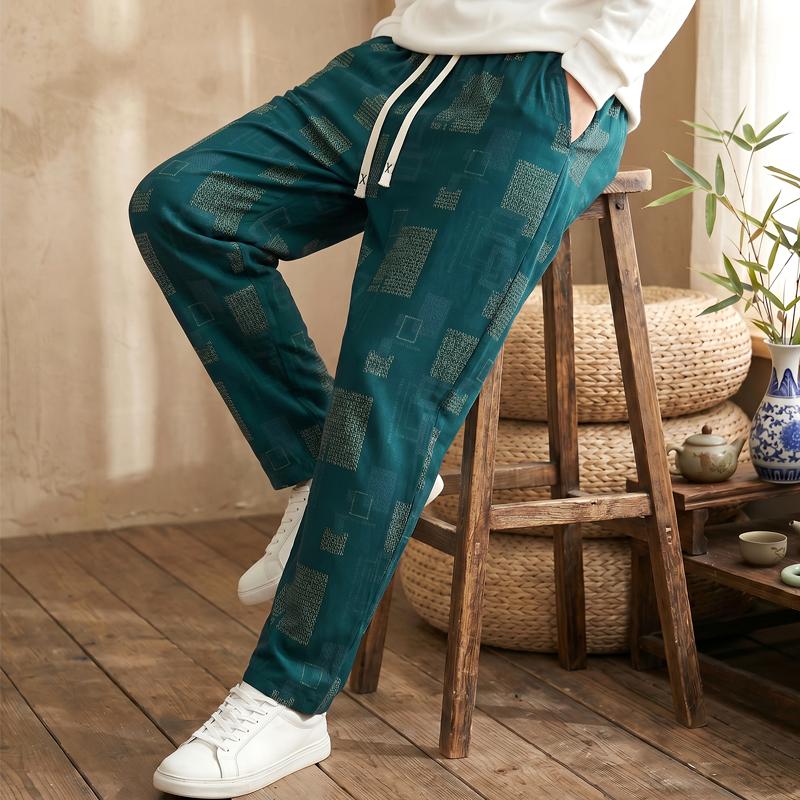 Pantaloni Casual Stampati da Uomo Taglie Forti, Pantaloni Leggeri Larghi con Vita Elastica (5XL-12XL)