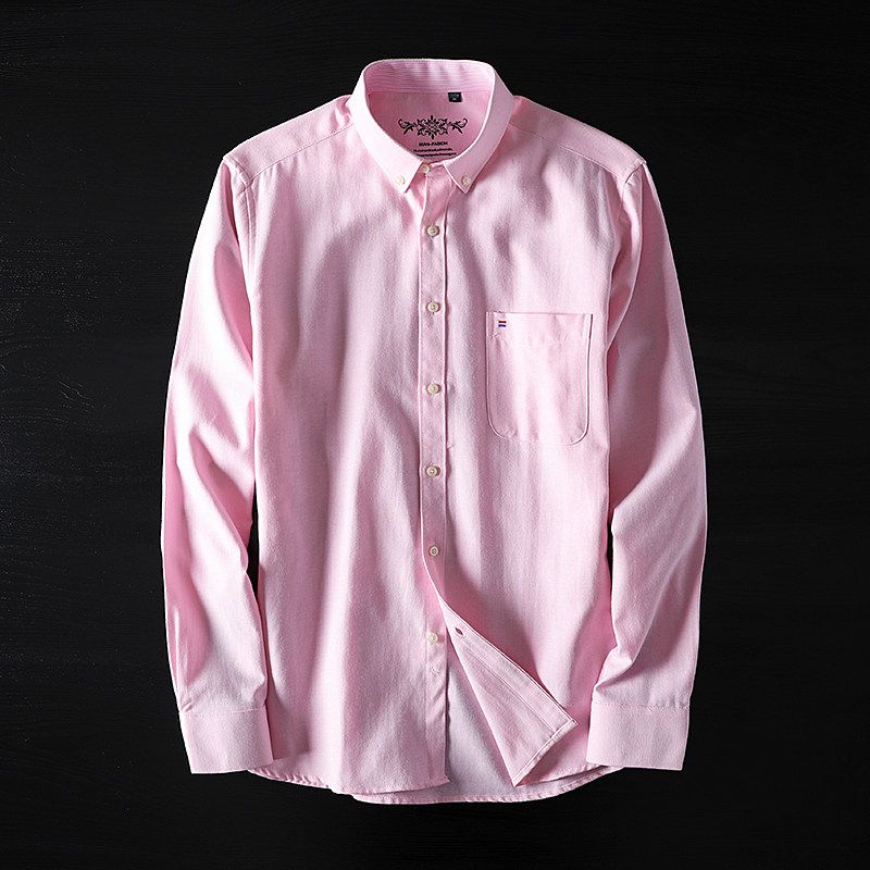 Oxford Fabric Long-Sleeved Japanese and Korean Style Shirt