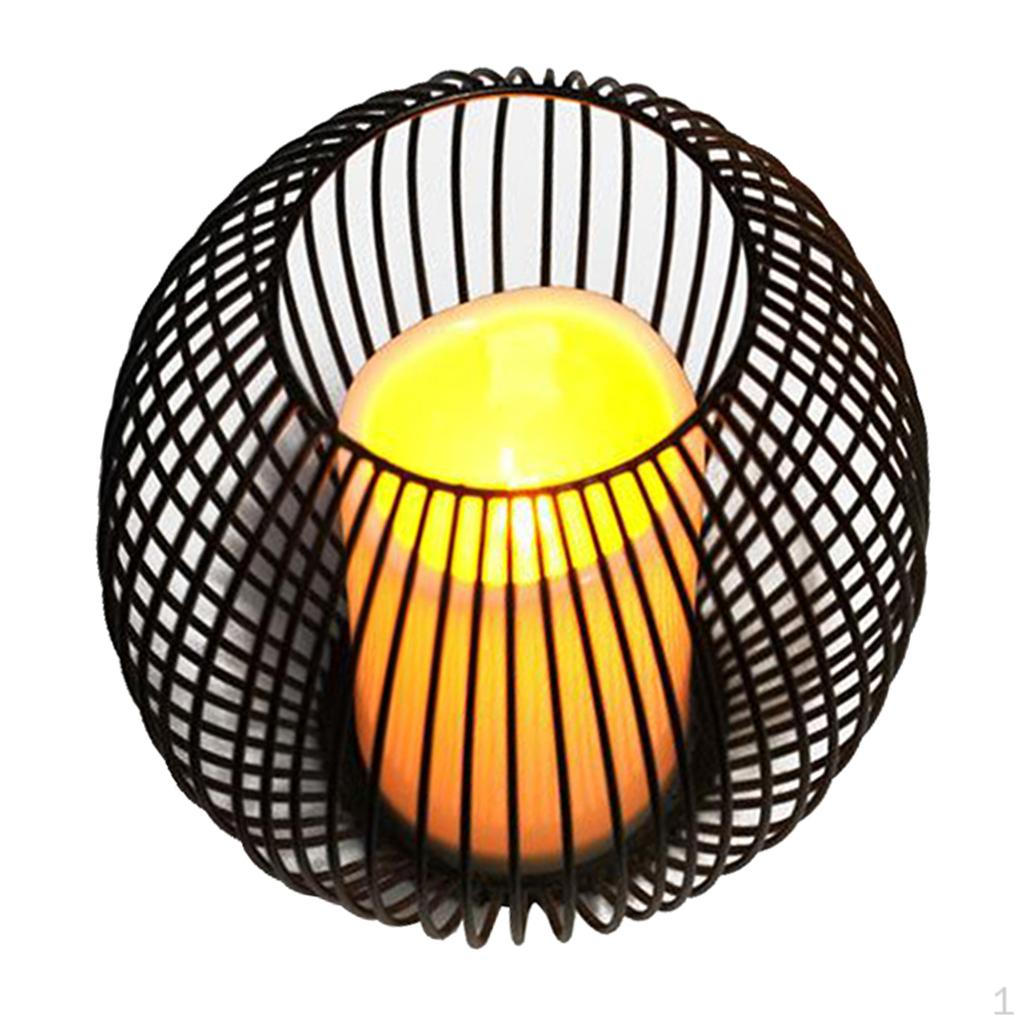Black Iron Wire Tealight Candle Holder with LED for Living Room Decoration
