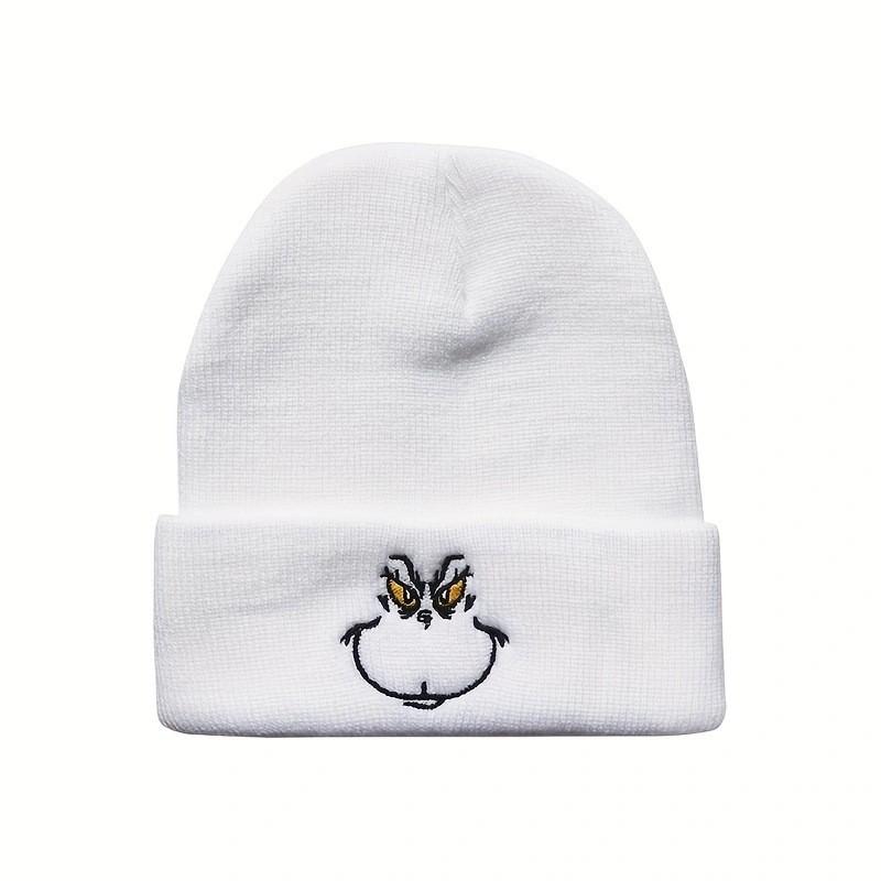 Stylish Cartoon Expression Embroidered Pullover Hat For Cold Weather Protection